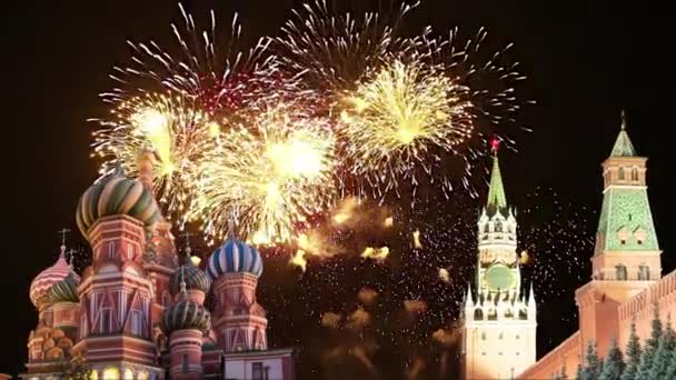 Moskou Kremlin Vuurwerk Ter Ere Van Viering Van Dag Van — Stockvideo