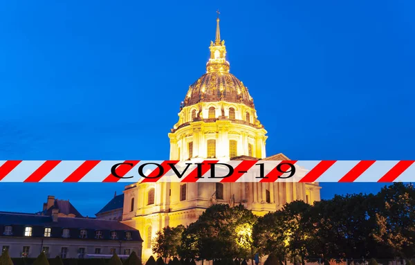 Coronavirus Paris Frankrike Covid Skylt Begreppet Covid Pandemi Och Resor — Stockfoto