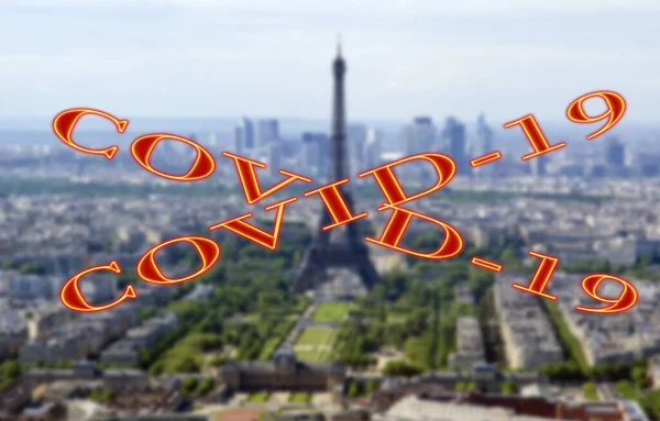 Coronavirus Paris City Skyline France Covid Sign Paris Concept Covid — Stock Photo, Image