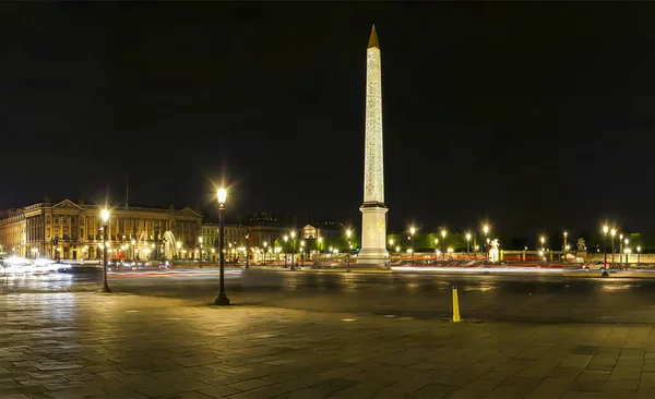 Place Concorde Obelisk Luxor Night Panorama Paris Fransa — Stok fotoğraf