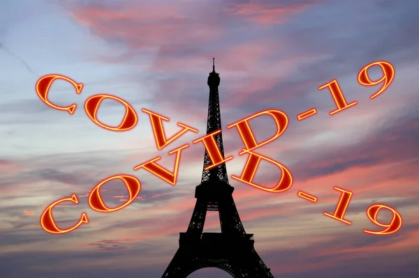 Coronavirus Paris Frankrike Covid Skylt Begreppet Covid Pandemi Och Resor — Stockfoto