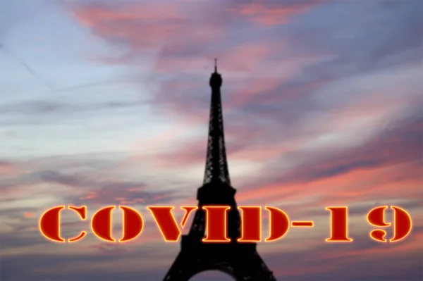 Coronavirus Paris France Covid Sign Blurred Background Concept Covid Pandemic — Stock Photo, Image