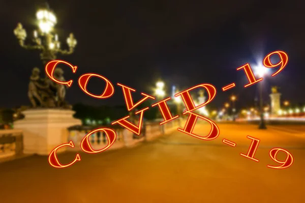 Coronavirus Paris France Covid Sign Blurred Background Concept Covid Pandemic — Stock Photo, Image