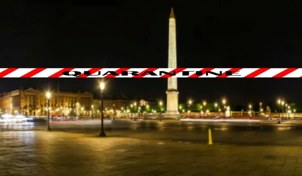 Коронавірус Парижі Франція Карантинний Знак Розмитому Тлі Концепція Covid Пандемії — стокове фото