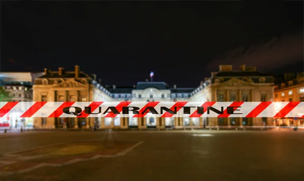 Коронавірус Парижі Франція Карантинний Знак Розмитому Тлі Концепція Covid Пандемії — стокове фото
