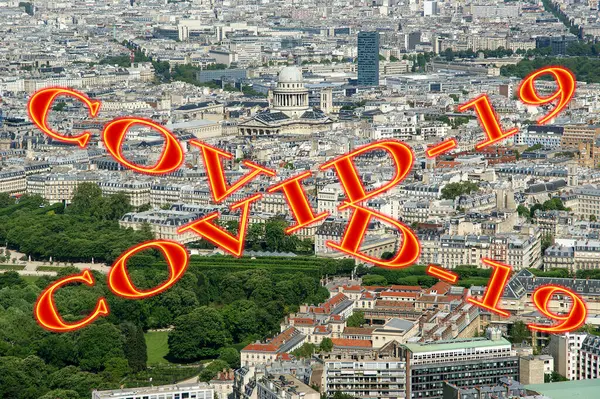 Coronavirus Parigi Francia Firma Covid Concetto Pandemia Covid Viaggi Europa — Foto Stock