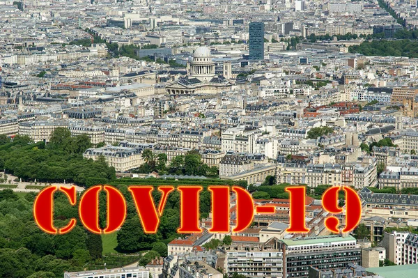 Coronavirus Paris Frankrike Covid Skylt Begreppet Covid Pandemi Och Resor — Stockfoto