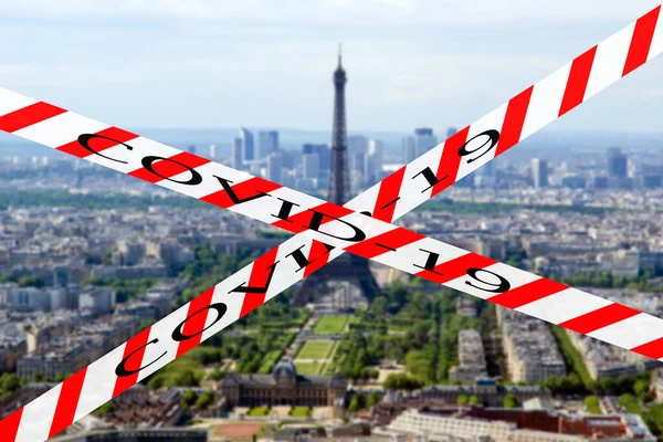 Коронавірус Парижі Франція Знак Ковід Розмитому Фоні Концепція Covid Пандемії Ліцензійні Стокові Фото