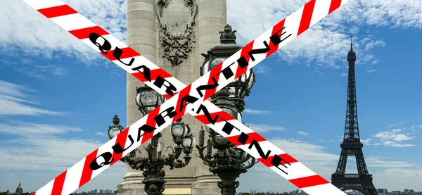 Коронавірус Парижі Франція Карантинний Знак Концепція Covid Пандемії Подорожі Європою Стокове Фото