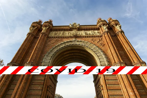 Coronavirus Barcelona Spanien Covid Skylt Begreppet Covid Pandemi Och Resor — Stockfoto