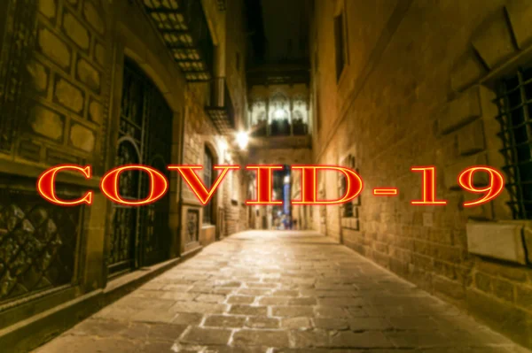 Coronavirus Barcelona Spanien Covid Tecken Suddig Bakgrund Begreppet Covid Pandemi — Stockfoto