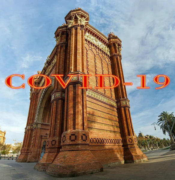 Coronavirus Barcelona Spanje Covid Teken Concept Van Covid Pandemie Reizen — Stockfoto
