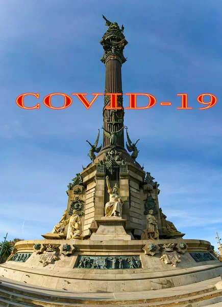 Koronawirus Barcelonie Hiszpania Znak Covid Koncepcja Pandemii Covid Podróżowania Europie — Zdjęcie stockowe