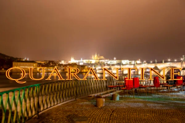 Coronavirus Prag Tschechien Ufer Der Moldau Bei Der Karlsbrücke Quarantäne — Stockfoto
