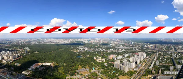 Coronavirus Moscow Russia Spectacular Aerial View 340 Moscow Covid Sign — Stock Photo, Image