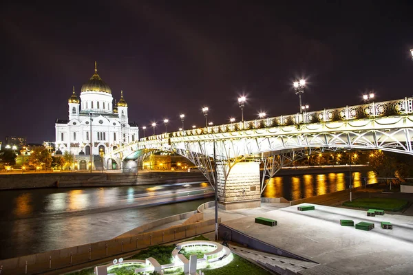 Christus Verlosser Kathedraal Nachts Moskou Rusland — Stockfoto