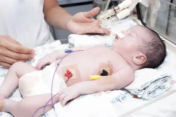 Neugeborenes und Hand — Stockfoto