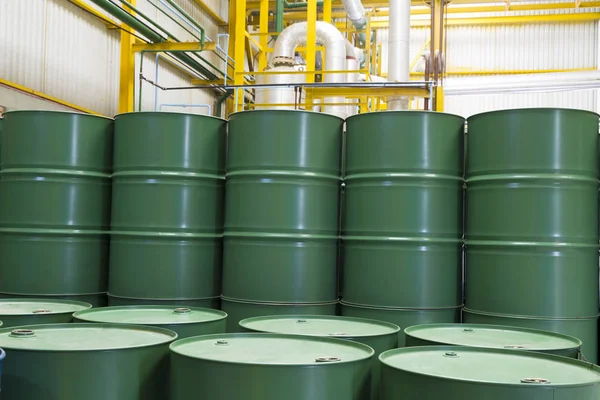 Green metal barrels — Stock Photo, Image