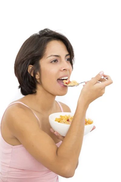 Attractive woman having breakfast — Stock Photo, Image