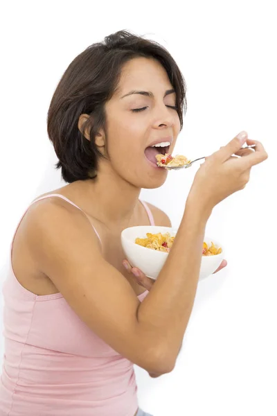 Attractive woman having breakfast — Stock Photo, Image