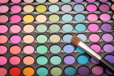 Güzellik makyaj fırça ve palet arka plan