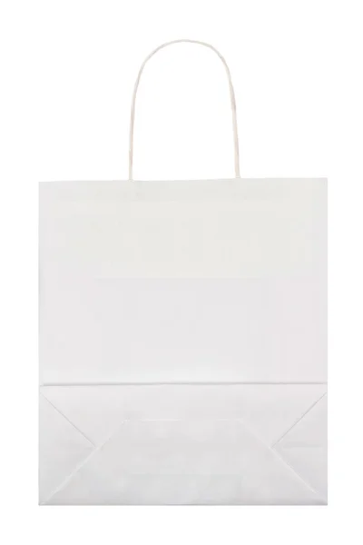 Bolso de papel blanco sobre blanco — Foto de Stock