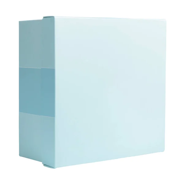 Blauwe kartonnen doos op wit — Stockfoto