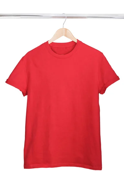 Red t-shirt on hanger — Stock Photo, Image