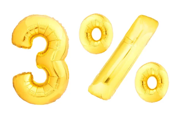 Ouro três por cento feito de balões infláveis — Fotografia de Stock