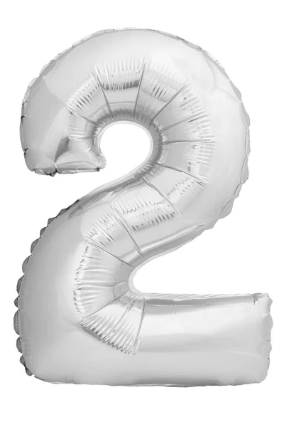 Cromo número 2 feito de balão inflável isolado no fundo branco — Fotografia de Stock