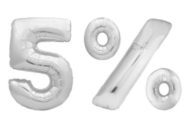 Şişme balon beyaz arka plan üzerinde izole yapılmış 0 sayısını krom