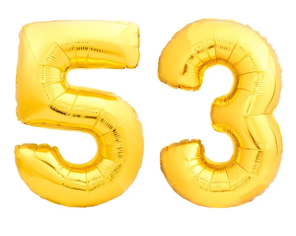 Número dorado 53 del globo inflable — Foto de Stock