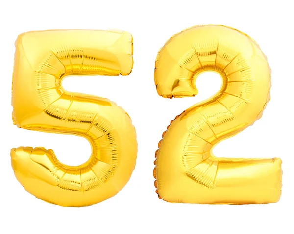 Goldene Zahl 52 des aufblasbaren Ballons — Stockfoto