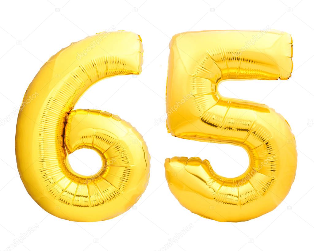 Golden number 65 inflatable balloon
