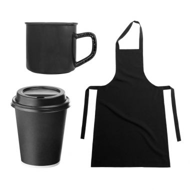 Black apron and kitchen utensils clipart