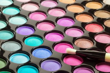 Makyaj fırça ile makyaj paleti