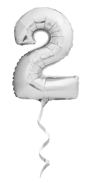Silber Chrom Nummer 2 des aufblasbaren Ballons — Stockfoto