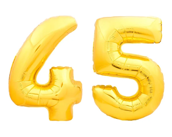 Número dourado 45 de balões infláveis — Fotografia de Stock