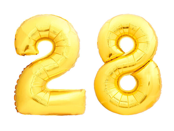 Golden number 28 of inflatable balloons