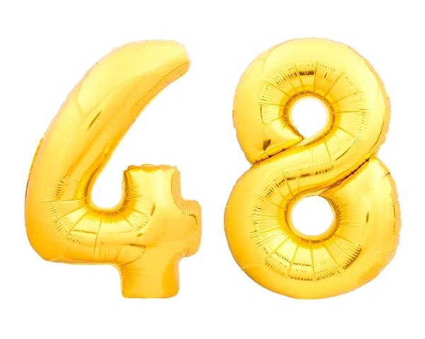 Número dourado 48 de balões infláveis — Fotografia de Stock