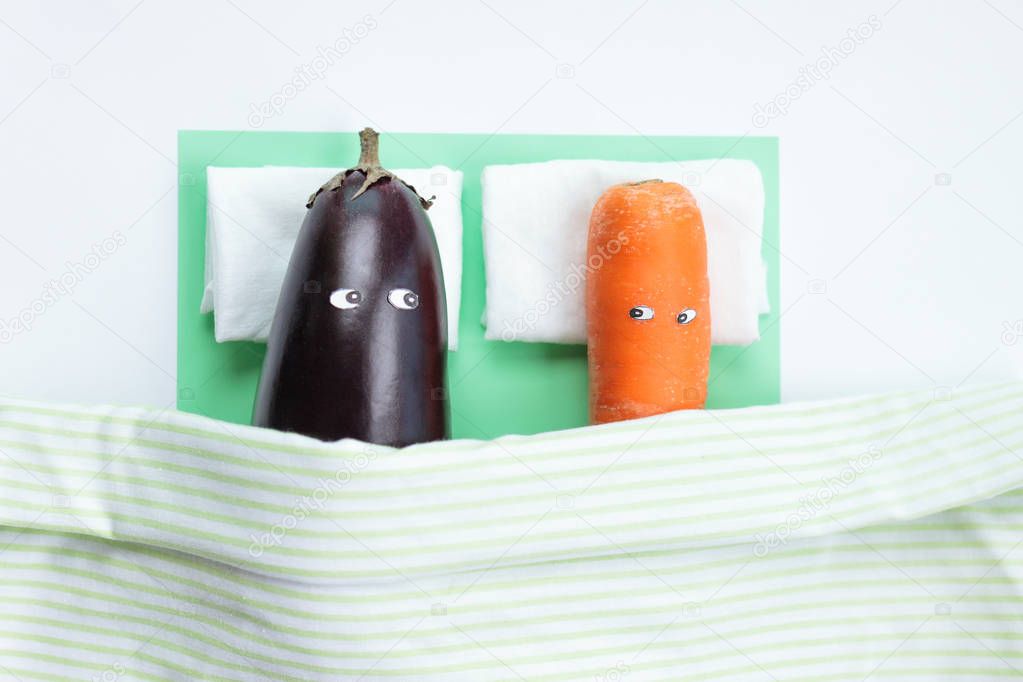 Vegetable characters with cartoon eyes