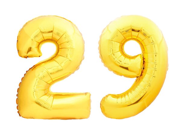 Golden number 29 of inflatable balloons