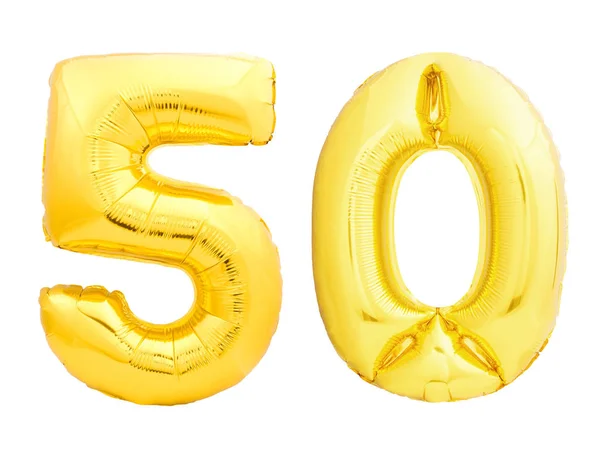 Золотое число 50 надувных воздушных шаров — стоковое фото