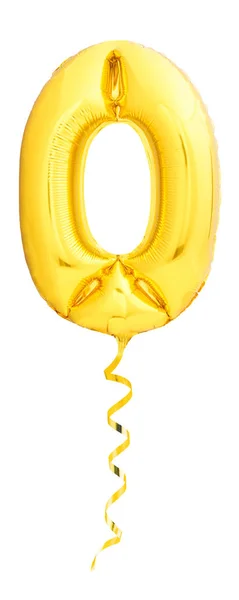 Goldene Zahl 0 des aufblasbaren Ballons — Stockfoto