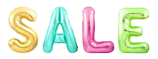 Word SALE made of colorful inflatable balloons isolated on white background — 스톡 사진