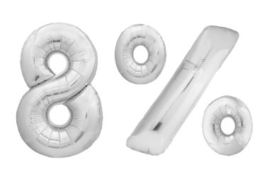 Şişme balon beyaz arka plan üzerinde izole yapılmış 0 sayısını krom