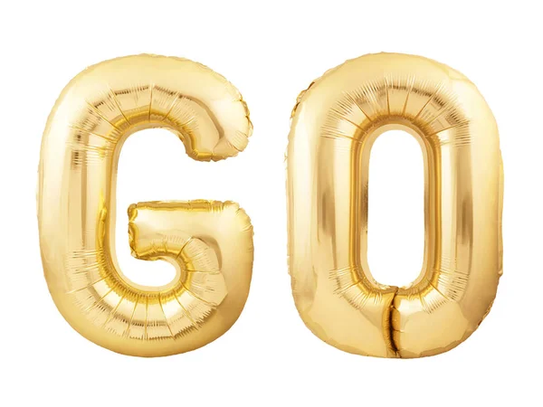 GO word made of inflatable balloons isolated on white background — Φωτογραφία Αρχείου