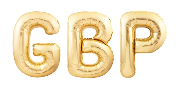 Skrót GBP wykonany ze złotych balonów nadmuchiwanych izolowanych na białym tle — Zdjęcie stockowe
