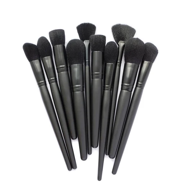 Makeup brushes collection isolated on white — Stock Photo, Image