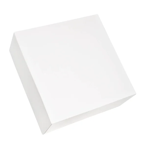 Boîte blanche en carton isolée sur fond blanc — Photo